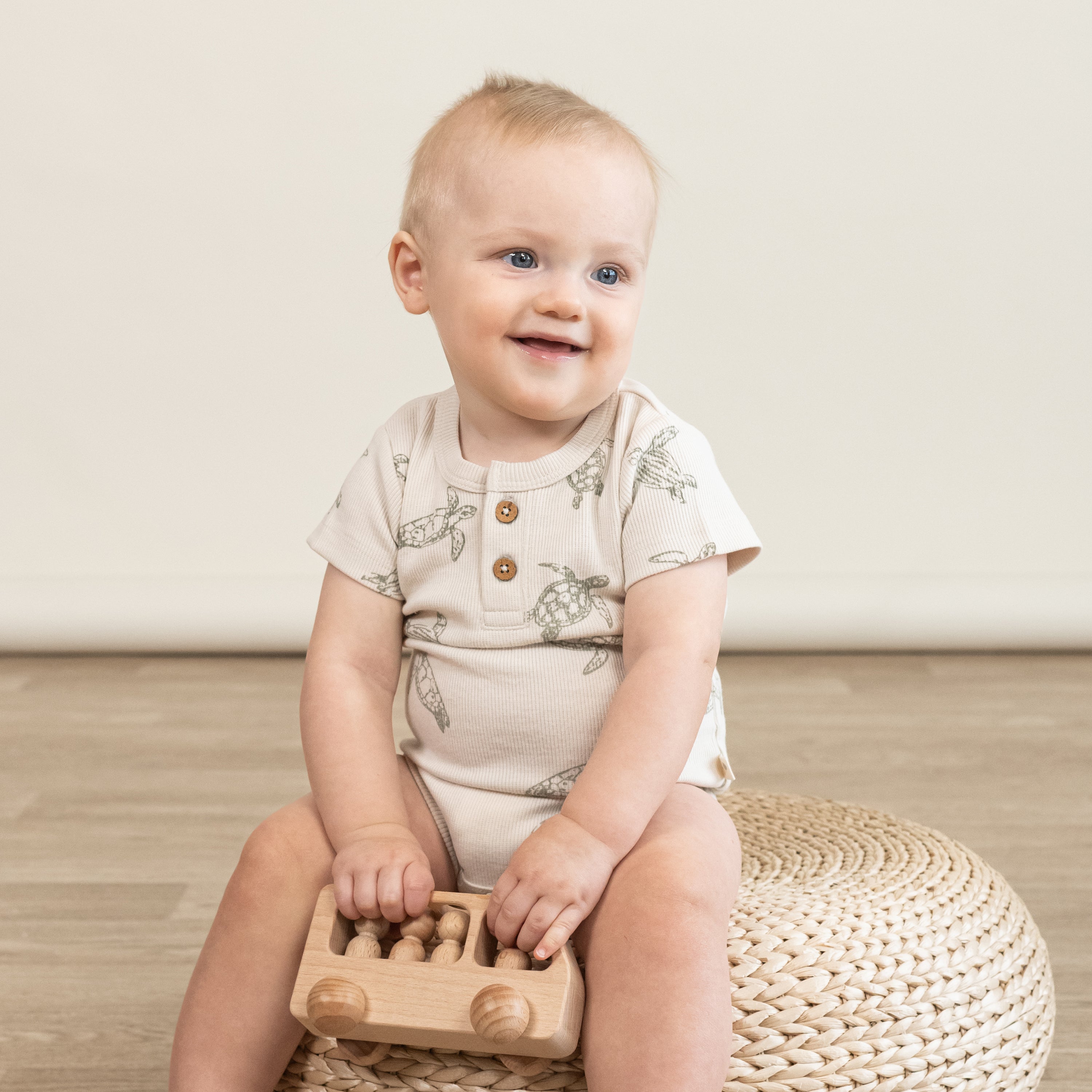 Organic Short Sleeve Romper & Pants Set - Turtles - Makemake Organics