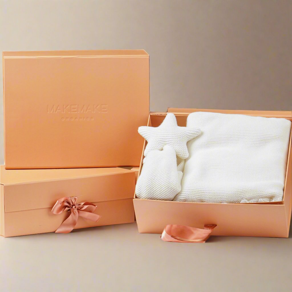 Baby Blanket Gift Set with Star Lovey - Ivory (Open Box Deal) - Makemake Organics