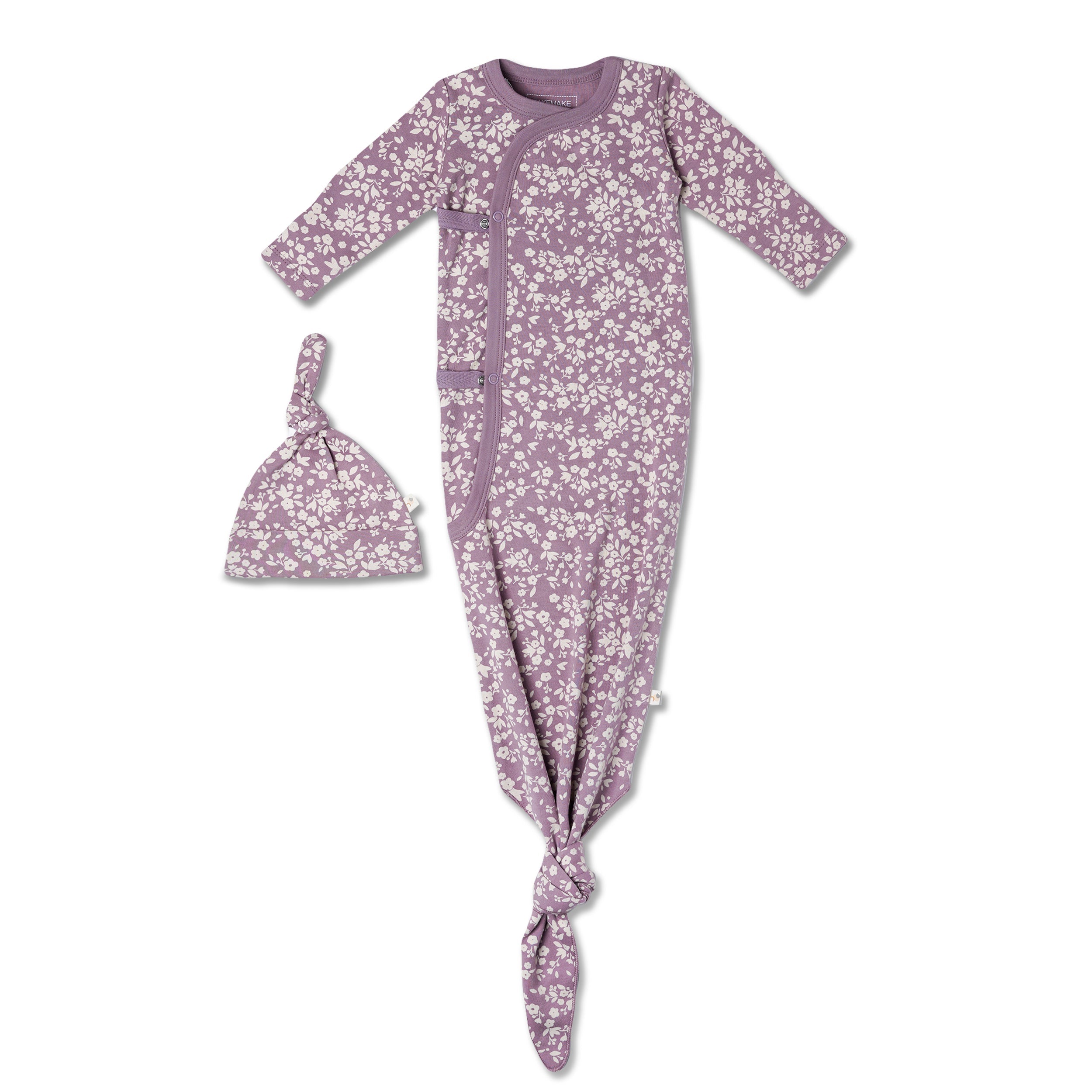 Organic Kimono Knotted Sleep Gown - Thistle - Makemake Organics