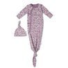 Organic Kimono Knotted Sleep Gown - Thistle - Makemake Organics