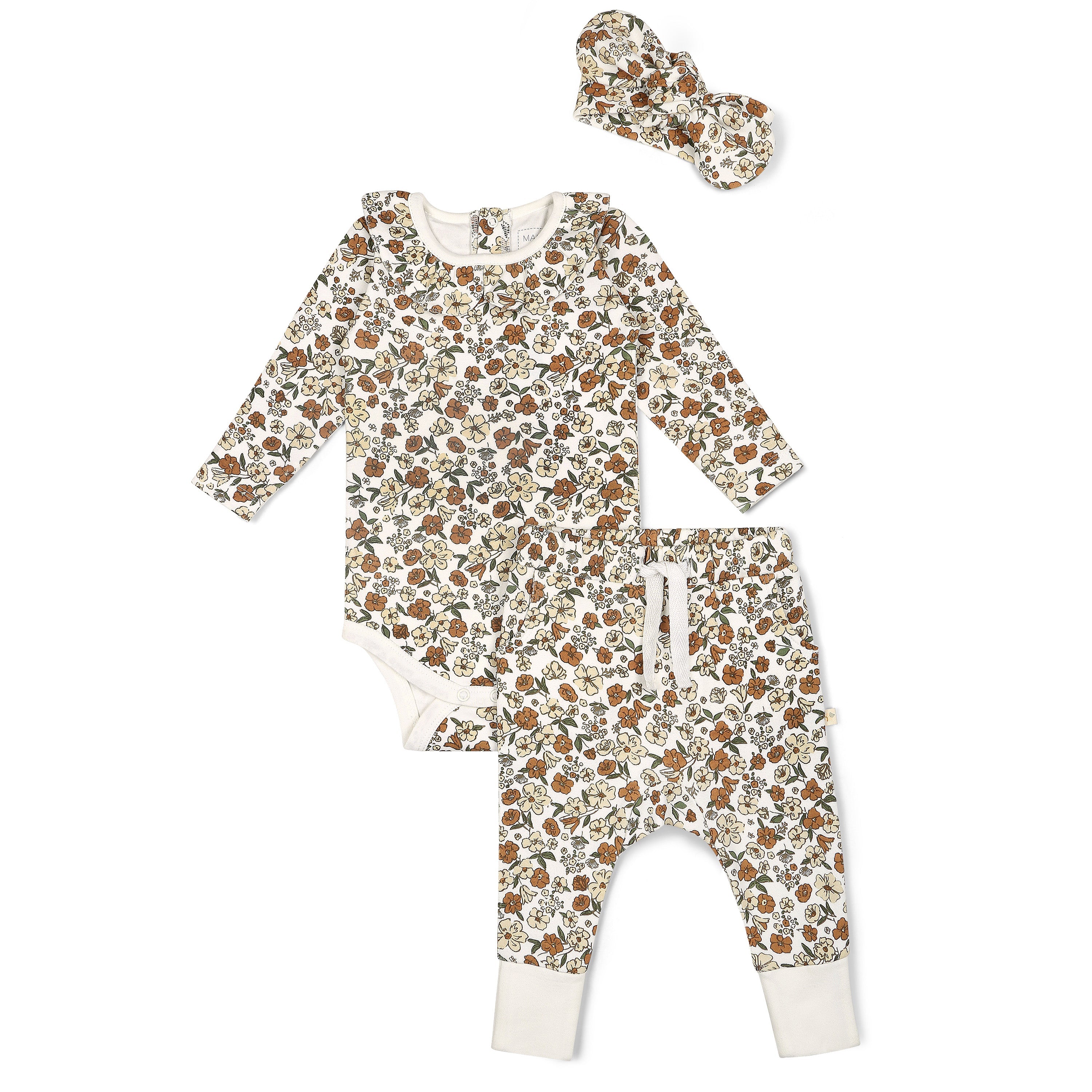 Organic Ruffle Onesie & Pants Set - Daffodil - Makemake Organics