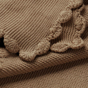 Organic Cotton Scalloped Baby Knit Blanket - Brown - Makemake Organics