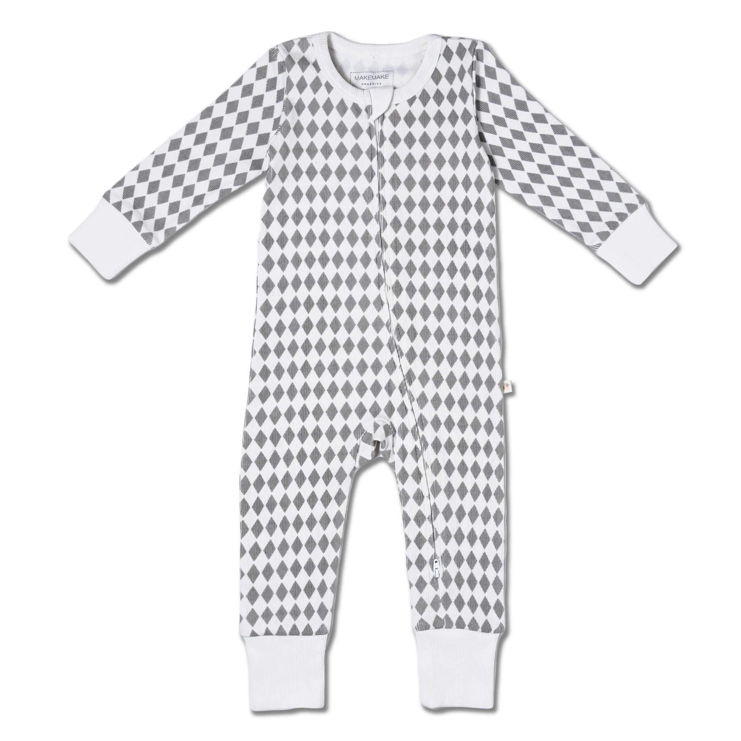 Organic 2-Way Zip Romper - Harlequin - Makemake Organics
