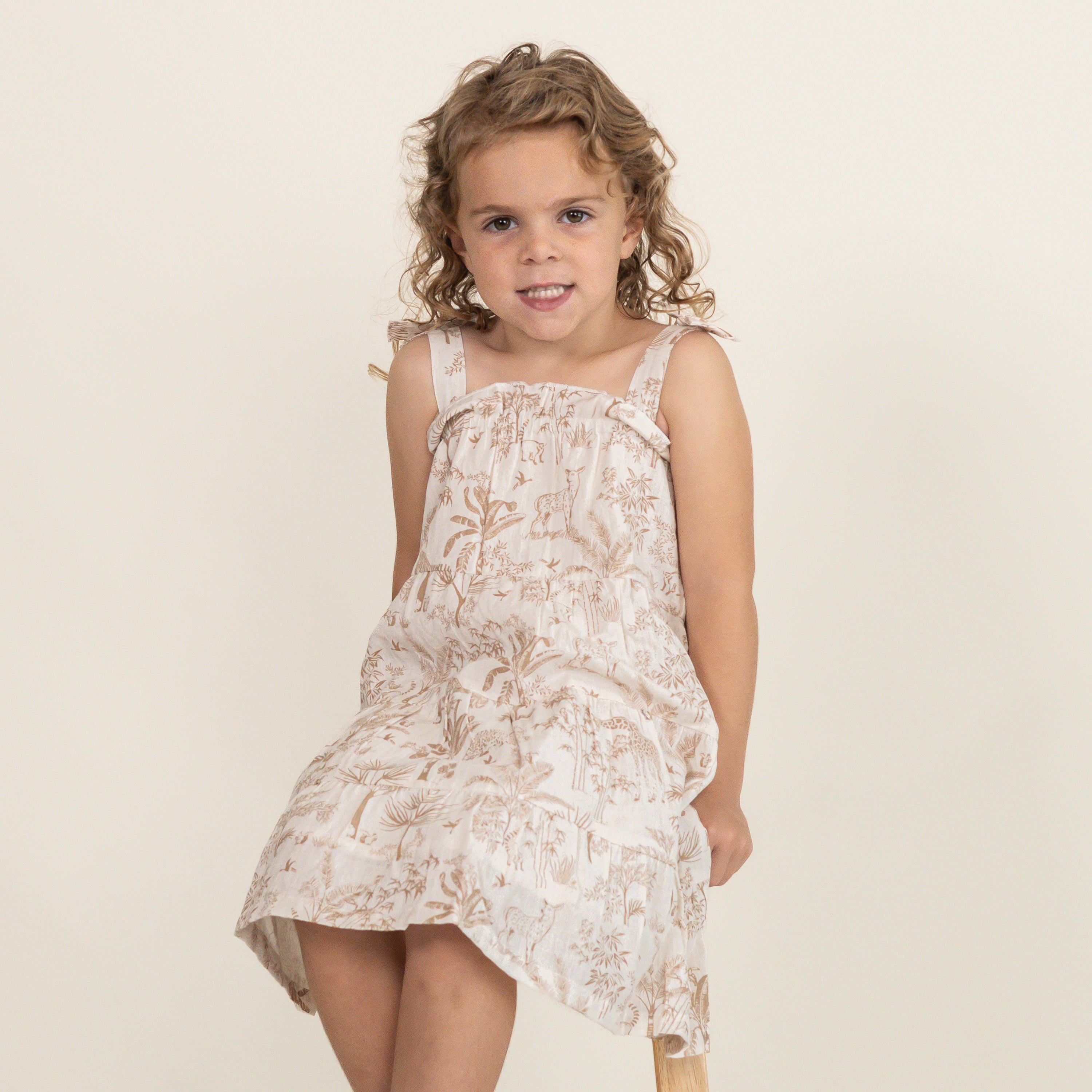 Organic Tiered Dress - Wild Tropics - Makemake Organics
