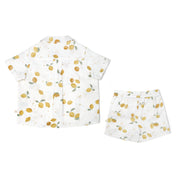 Organic Boys Shirt and Shorts  Linen Set - Citron - Makemake Organics