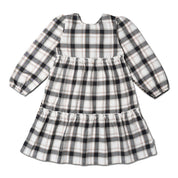 Organic Long Sleeve Tiered Dress - Plaid Checks - Makemake Organics