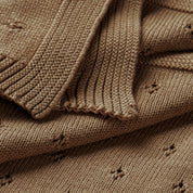 Organic Cotton Pointelle Baby Knit  Blanket - Brown - Makemake Organics