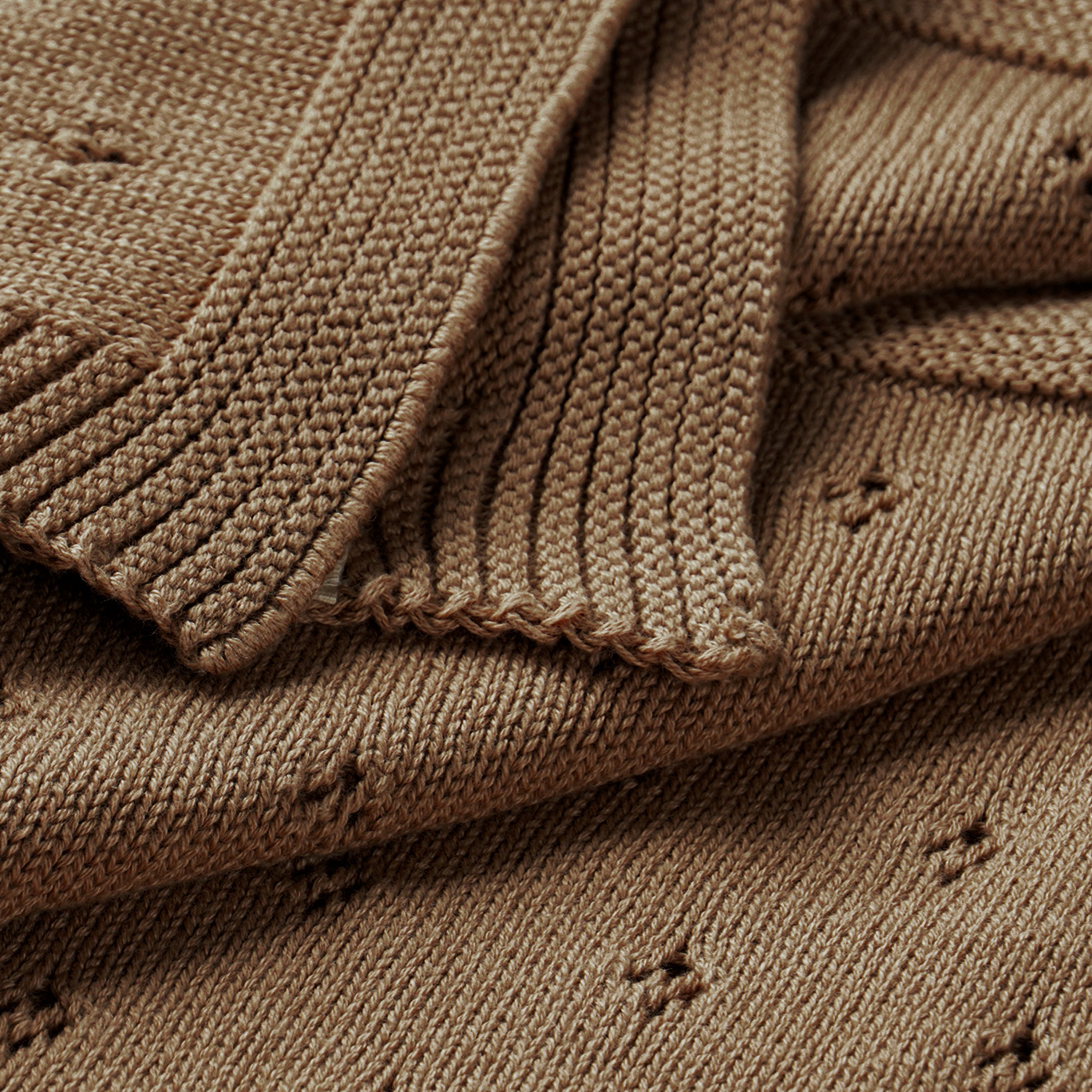 Organic Cotton Pointelle Baby Knit  Blanket - Brown - Makemake Organics
