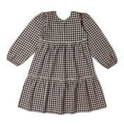 Organic Long Sleeve Tiered Dress - Gingham Checks - Makemake Organics