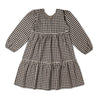 Organic Long Sleeve Tiered Dress - Gingham Checks - Makemake Organics