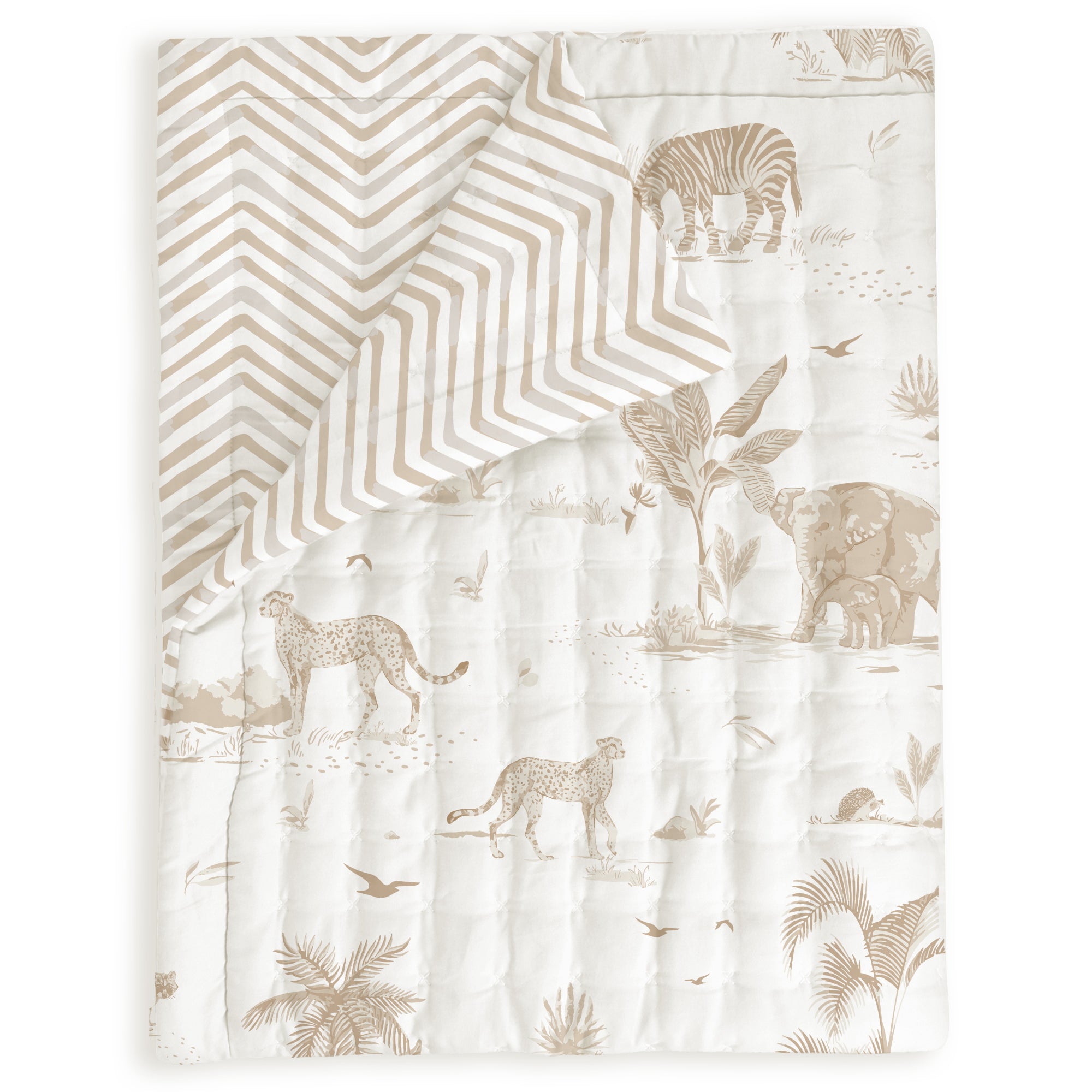 Organic Kids Quilt - Safari & Herringbone - Makemake Organics