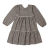 Organic Long Sleeve Tiered Dress - Gingham Checks - Makemake Organics