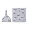Organic Swaddle Blanket & Hat Set - Airplanes - Makemake Organics