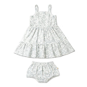 Organic Strap Tiered Dress - Waves - Makemake Organics