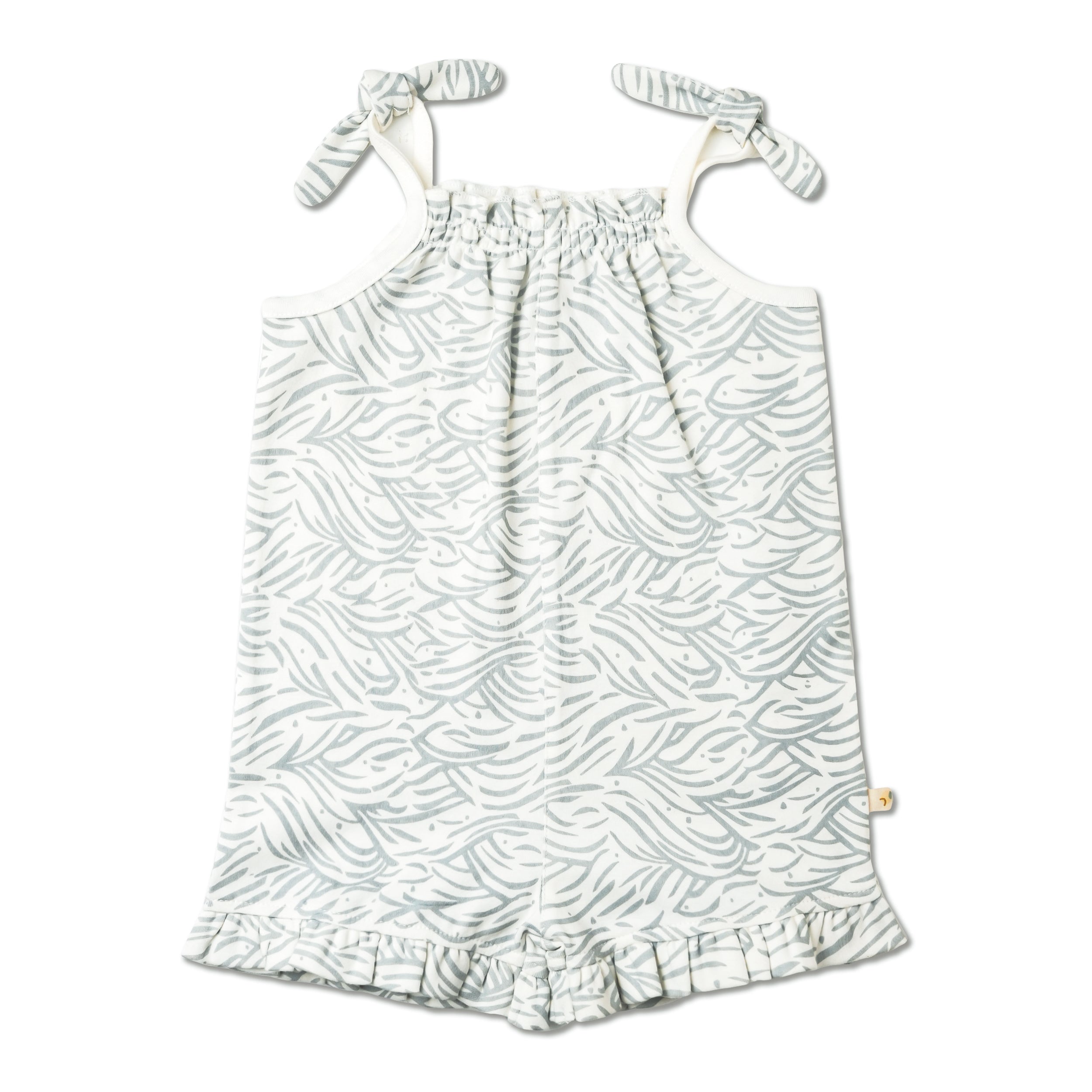 Organic Ruffle Jumpsuit - Waves - Makemake Organics