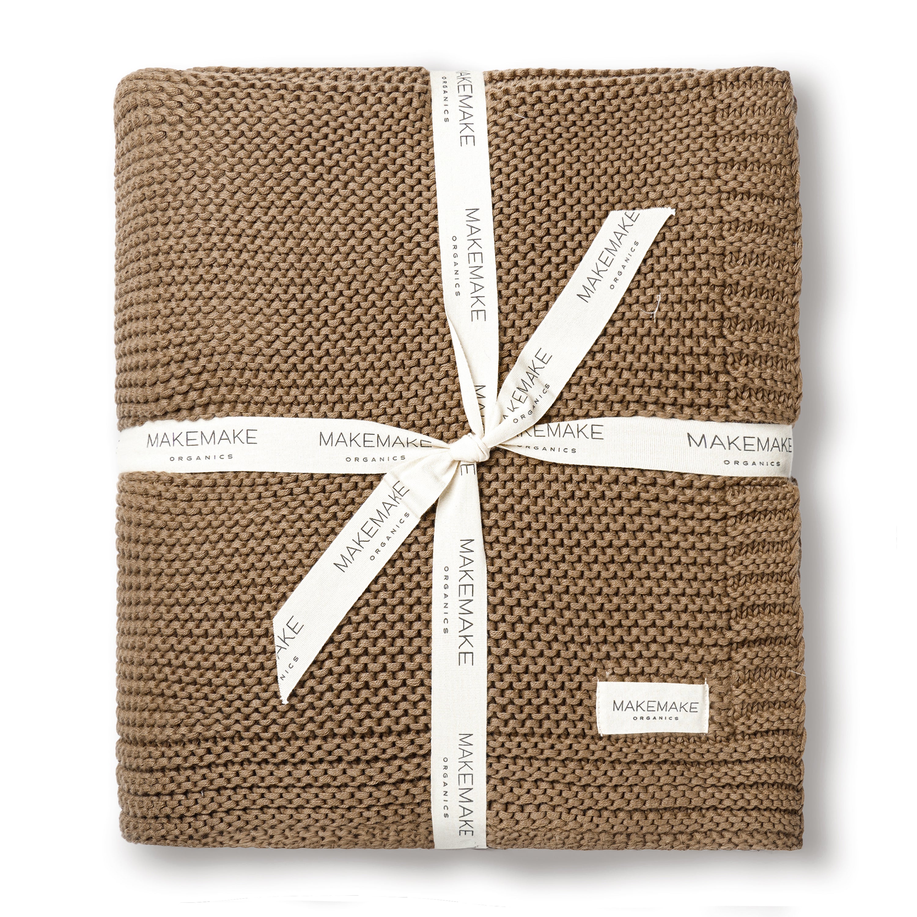 Organic Knit Throw Blanket - Brown - Makemake Organics