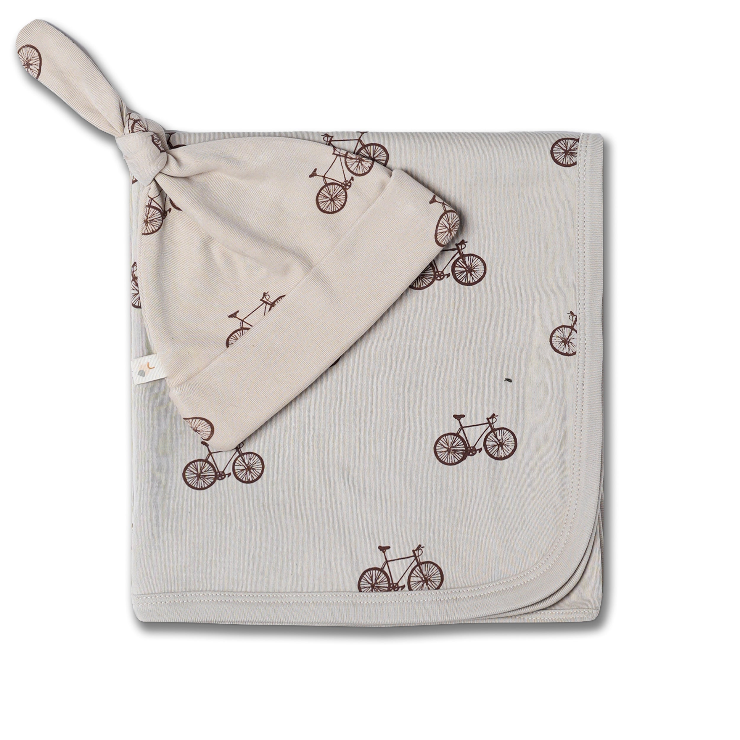 Organic Swaddle Blanket & Hat Set - Bicycle - Makemake Organics