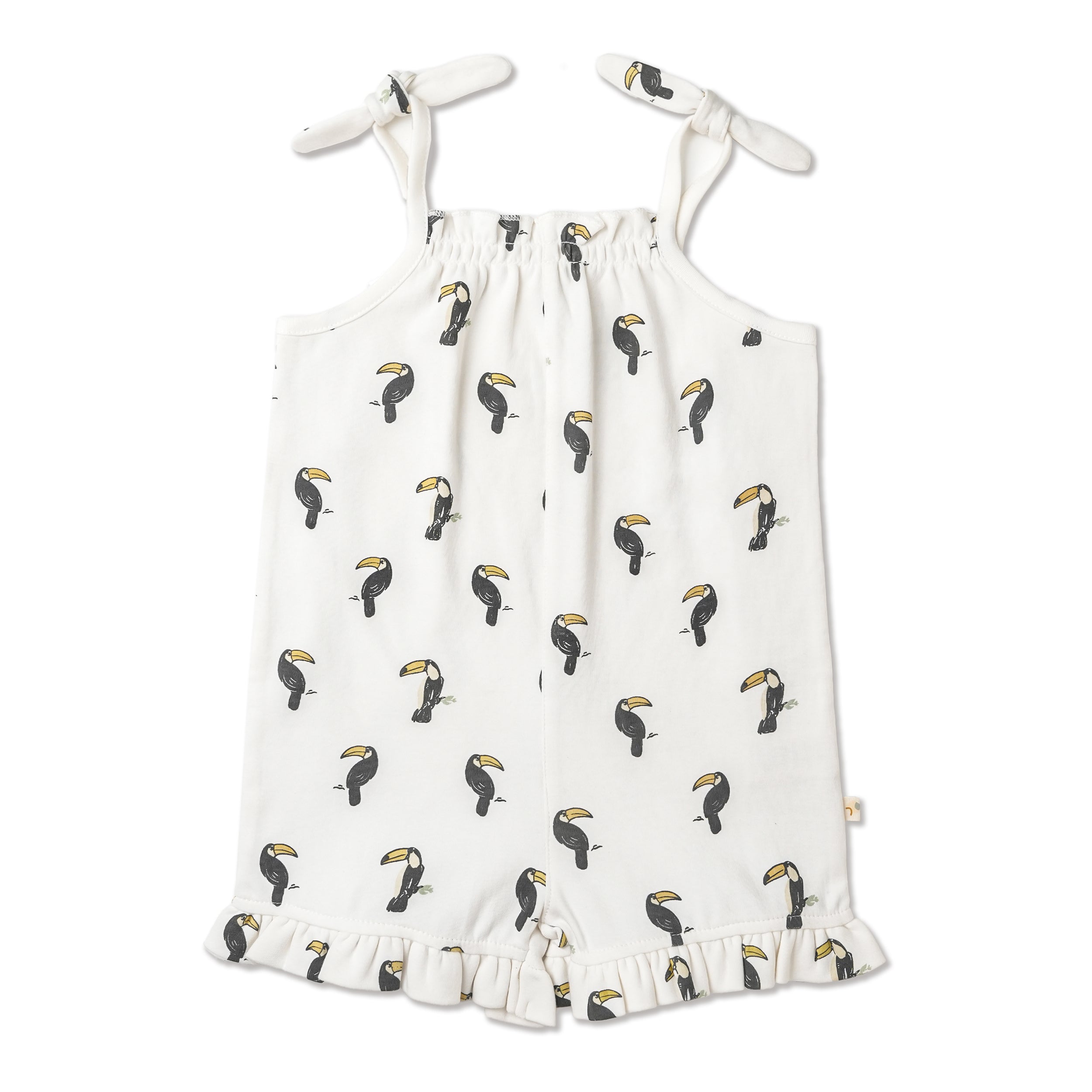 Organic Ruffle Jumpsuit - Toucan - Makemake Organics