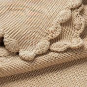 Organic Cotton Scalloped Baby Knit Blanket - Sand (Open Box) - Makemake Organics