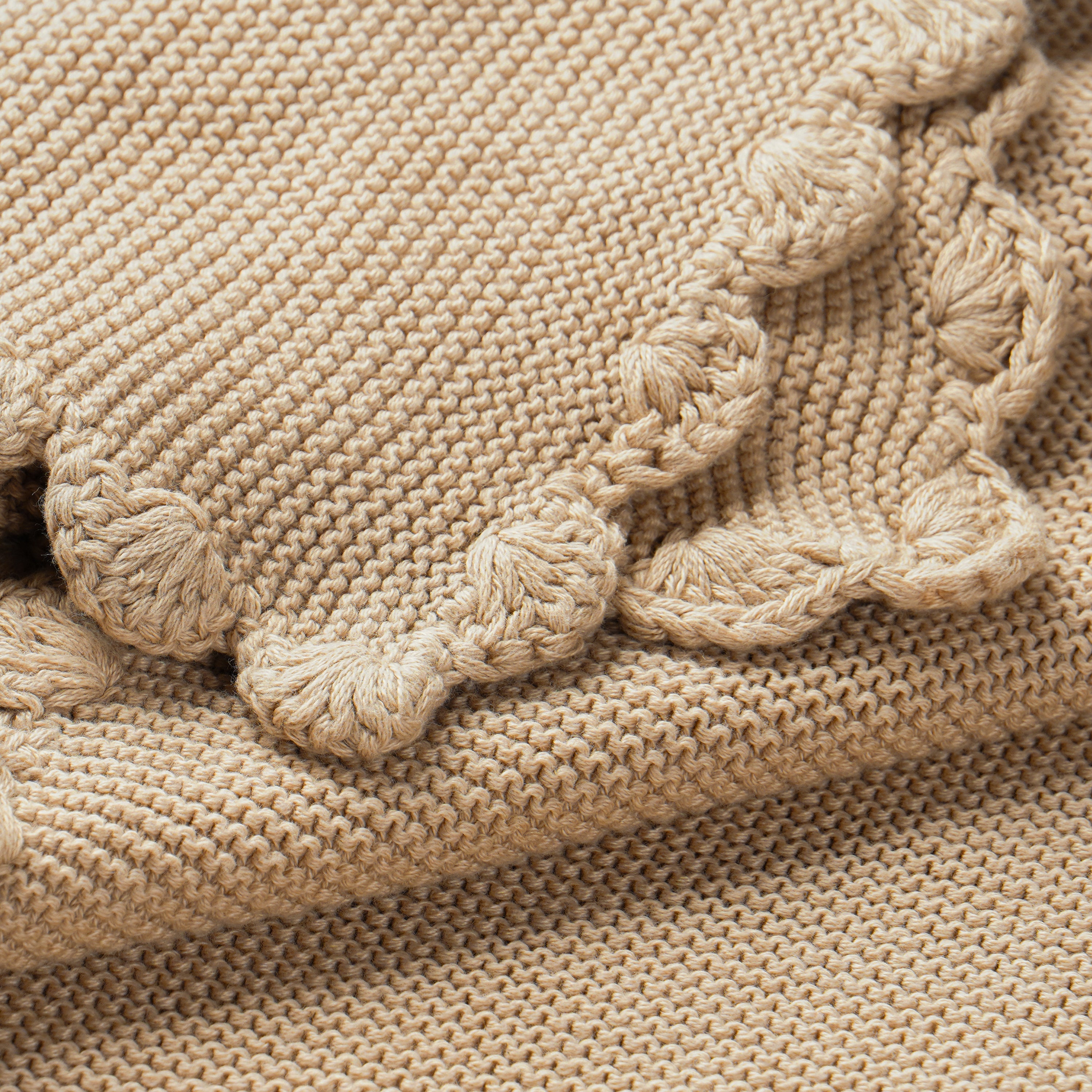 Organic Cotton Scalloped Baby Knit Blanket - Sand (Open Box) - Makemake Organics