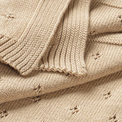 Organic Cotton Pointelle Baby Knit Blanket - Sand - Makemake Organics