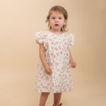 Organic Short Sleeve Flutter Dress - Petit Floral - Makemake Organics