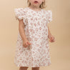 Organic Short Sleeve Flutter Dress - Petit Floral - Makemake Organics