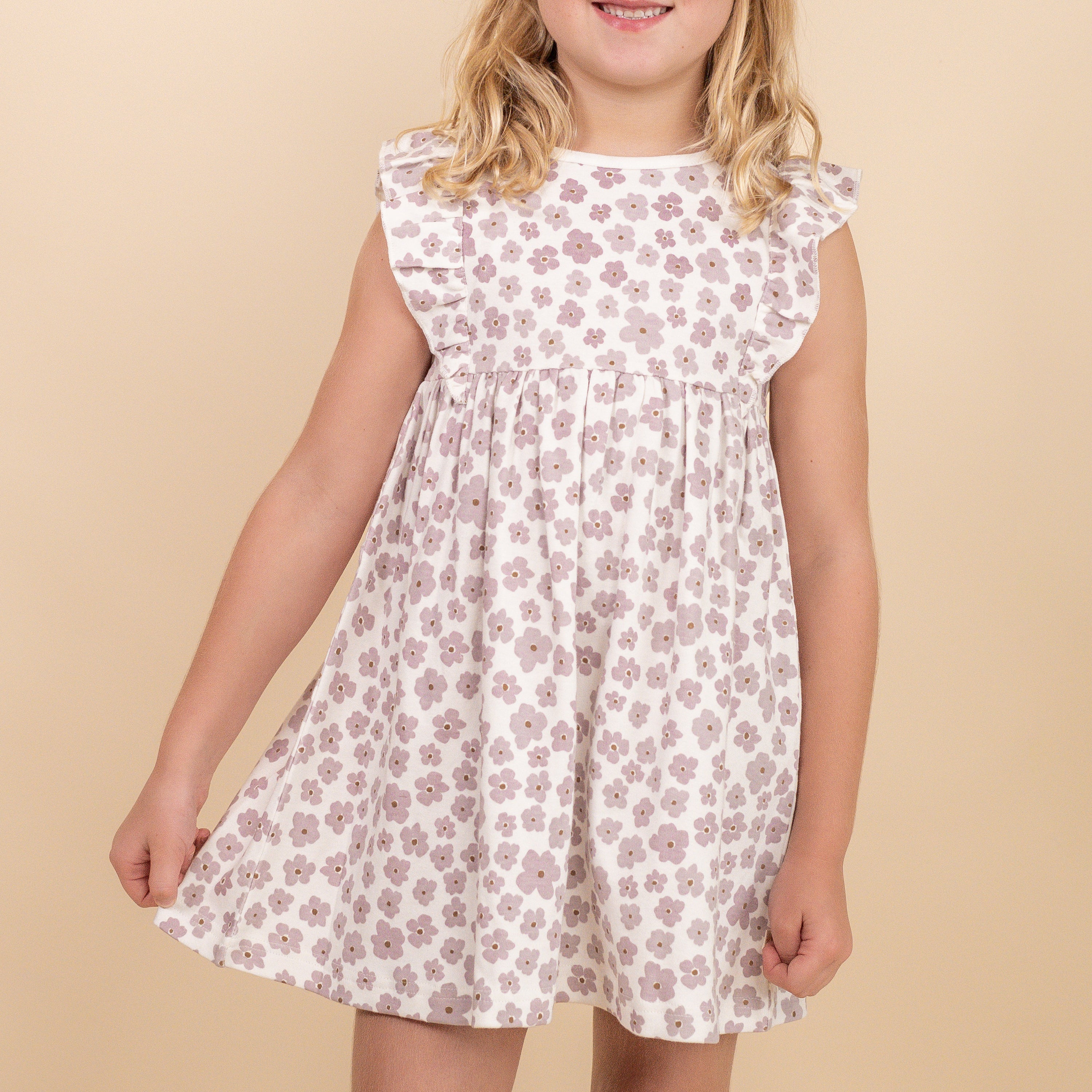 Organic Flutter Dress - Poppy - Makemake Organics