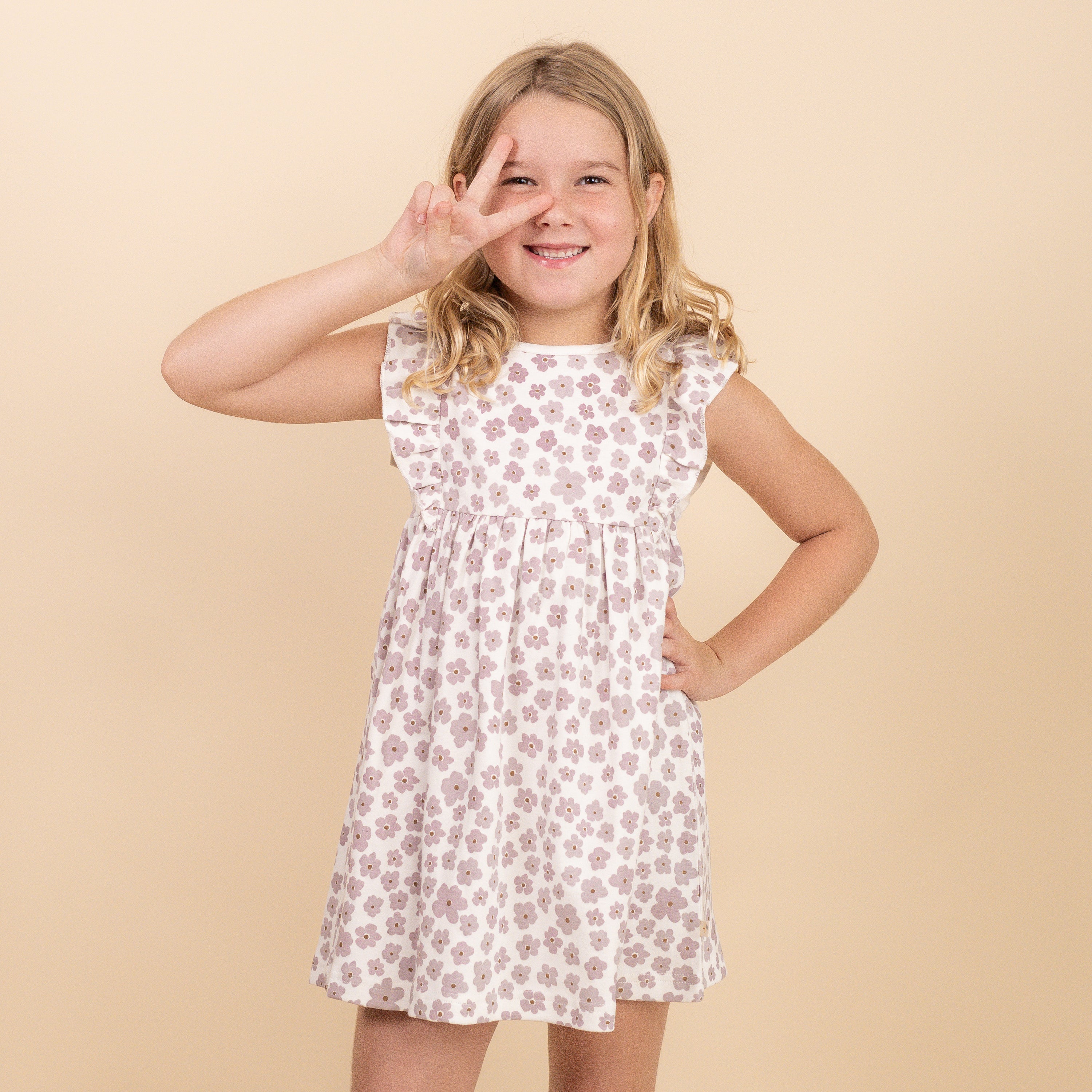 Organic Flutter Dress - Poppy - Makemake Organics