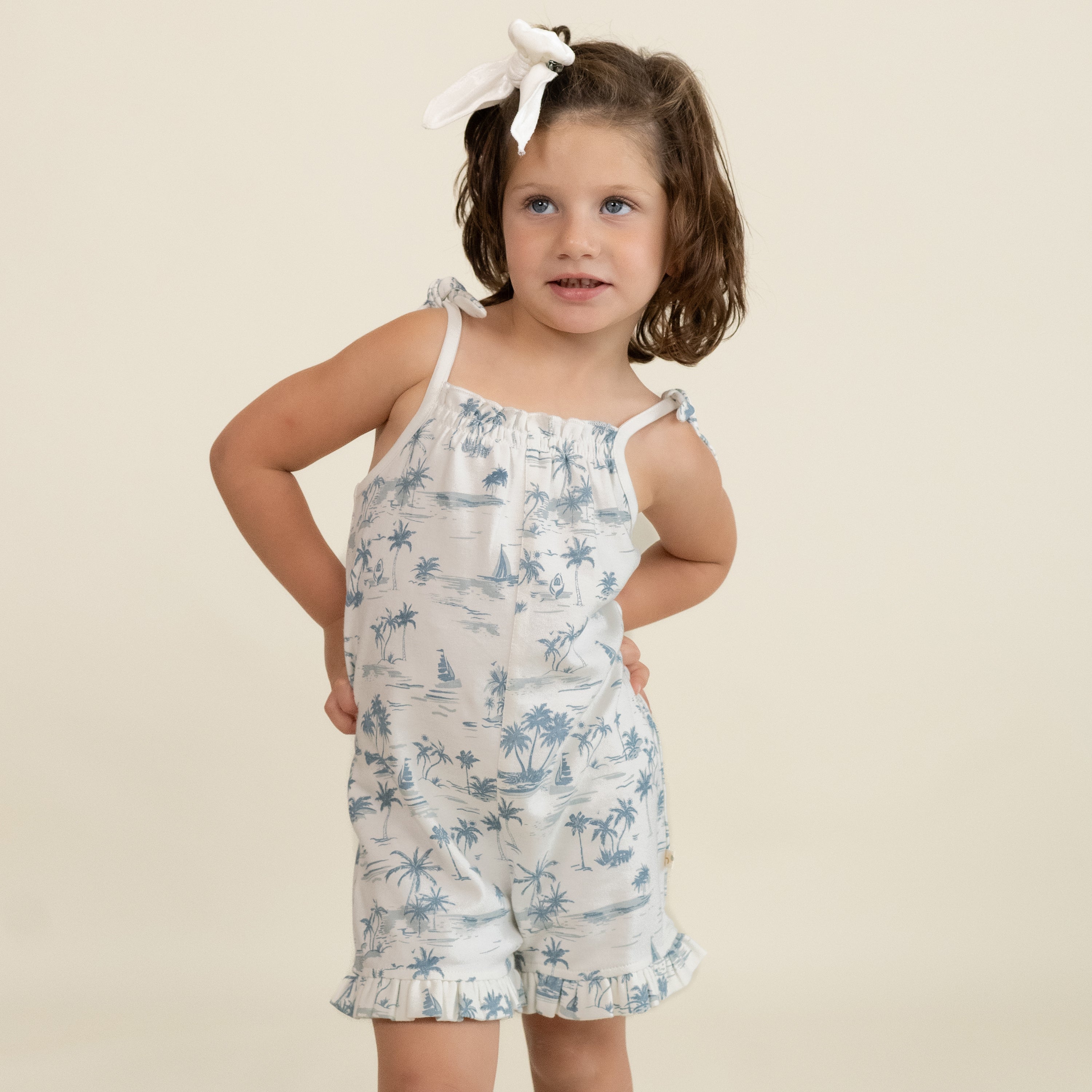 Organic Ruffle Jumpsuit - Coastal - Makemake Organics