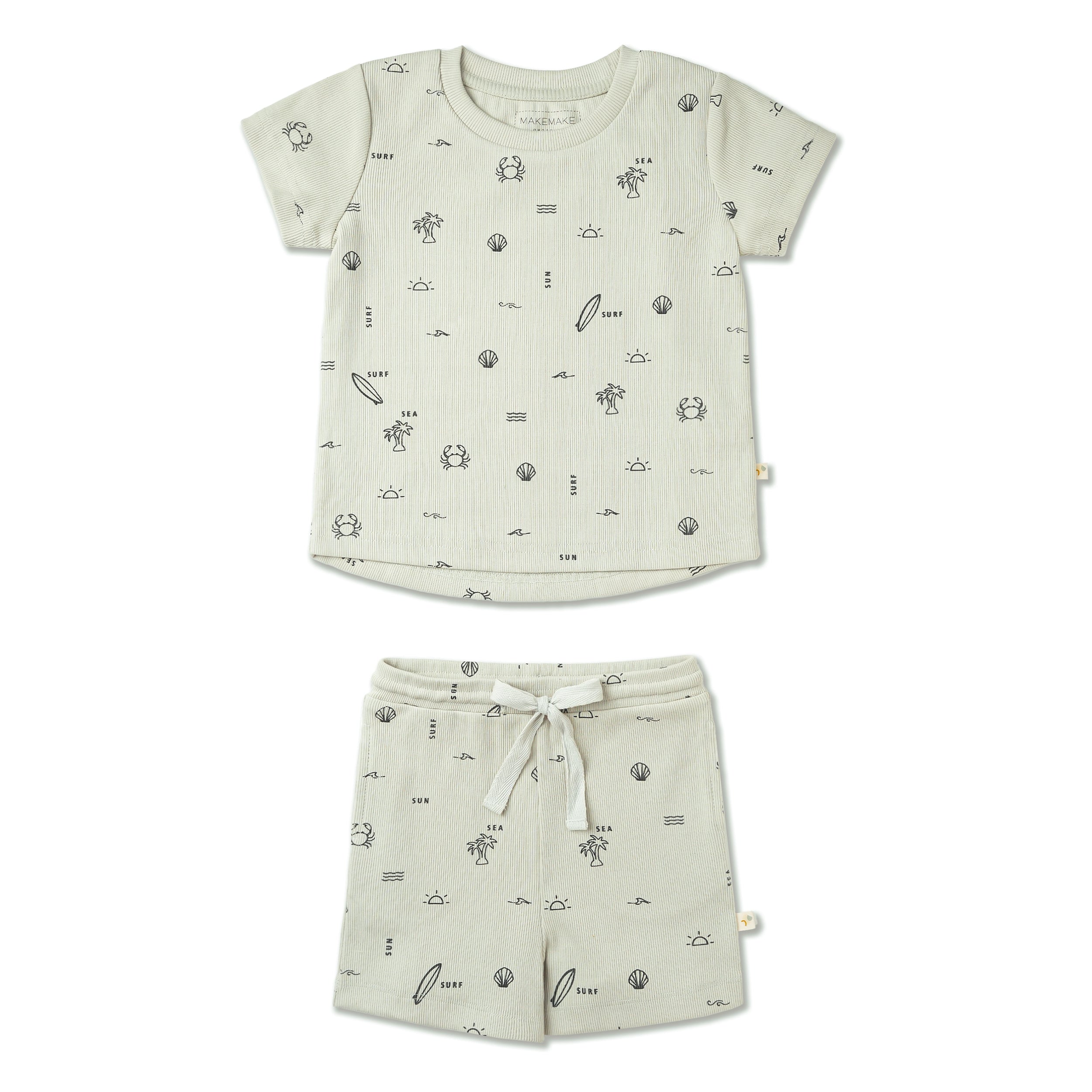 Organic Tee & Shorts Set - Surf - Makemake Organics