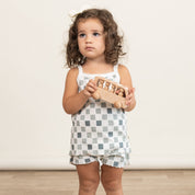 Organic Spaghetti Top & Short Set - Checkered - Makemake Organics