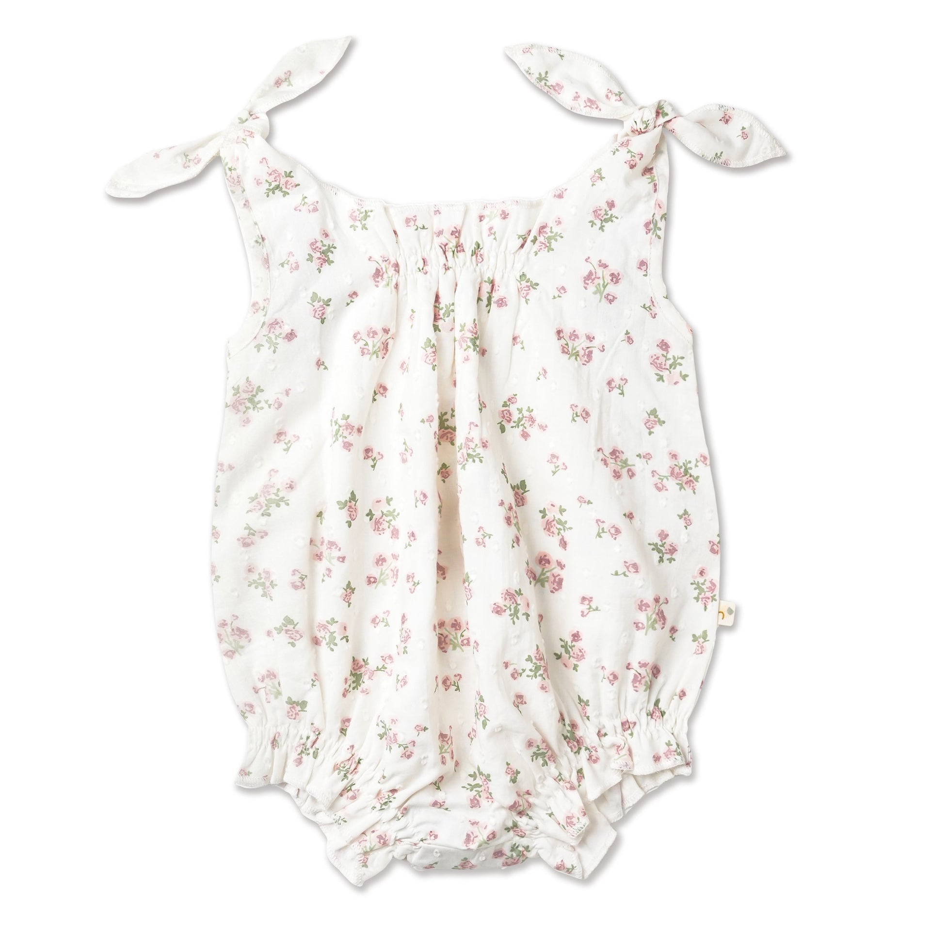 Makemake Organics Organic Tie Shoulder Bubble Romper - English Roses main image 0