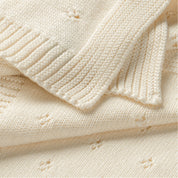 Organic Baby Blanket Knit Pointelle - Vanilla - Makemake Organics