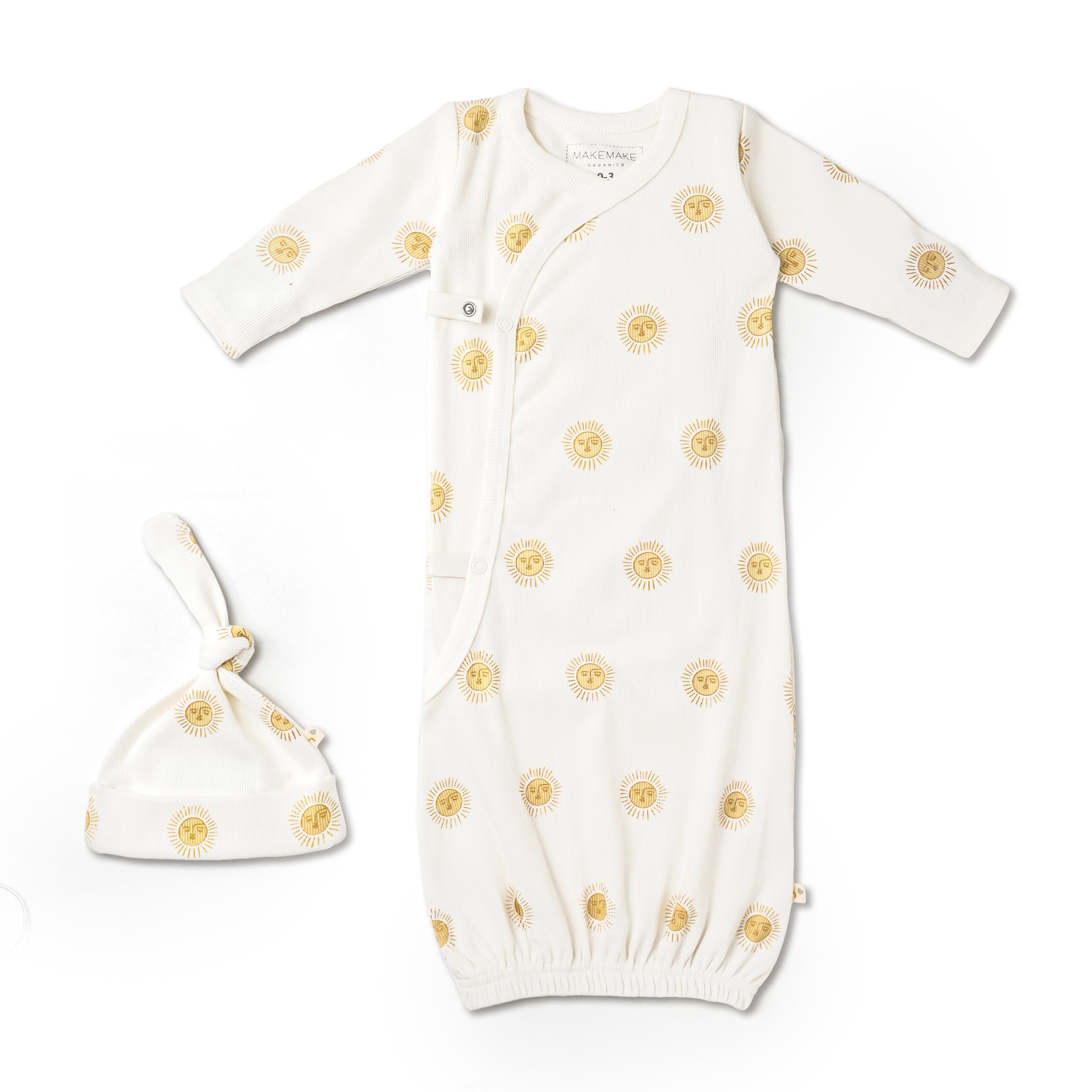 Organic Kimono Infant Sleep Gown - Summer Sun - Makemake Organics