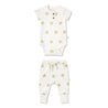 Organic Short Sleeve Romper & Pants Set - Summer Sun - Makemake Organics