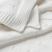 Organic Cotton Pointelle Baby Knit Blanket - Ivory - Makemake Organics