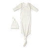 Organic Kimono Knotted Sleep Gown - Sage Stripes - Makemake Organics