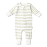 Organic 2-Way Zip Romper - Sage Stripes - Makemake Organics