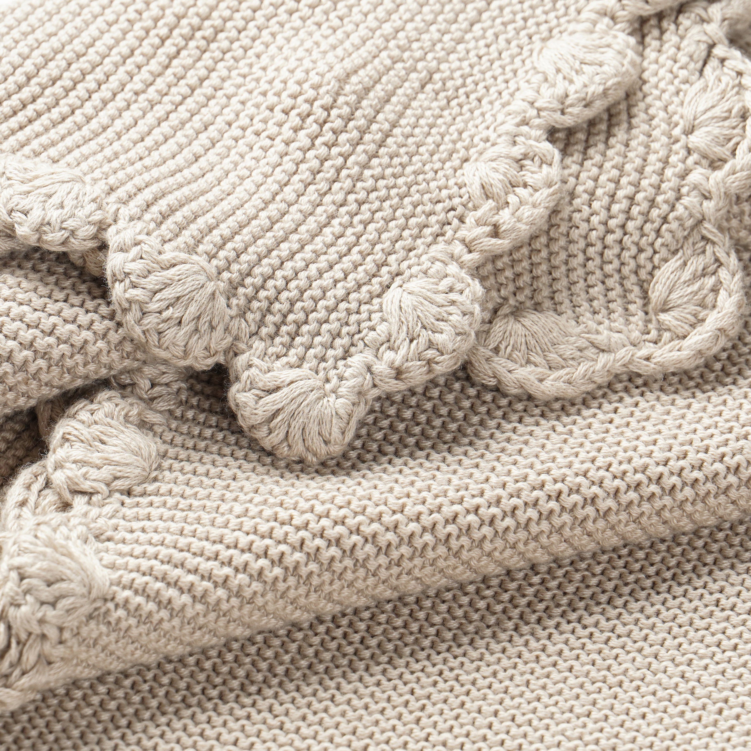 Organic Cotton Scalloped Baby Blanket - Beige - Makemake Organics