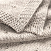 Organic Cotton Pointelle Baby Knit Blanket - Beige - Makemake Organics