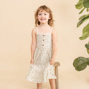 Organic Buttoned Tiered Dress - Petals - Makemake Organics