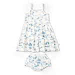 Organic Strap Tiered Dress - Coastal - Makemake Organics
