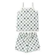 Organic Spaghetti Top & Short Set - Checkered - Makemake Organics