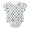 Organic Short Sleeve Bubble Romper - Chequered - Makemake Organics