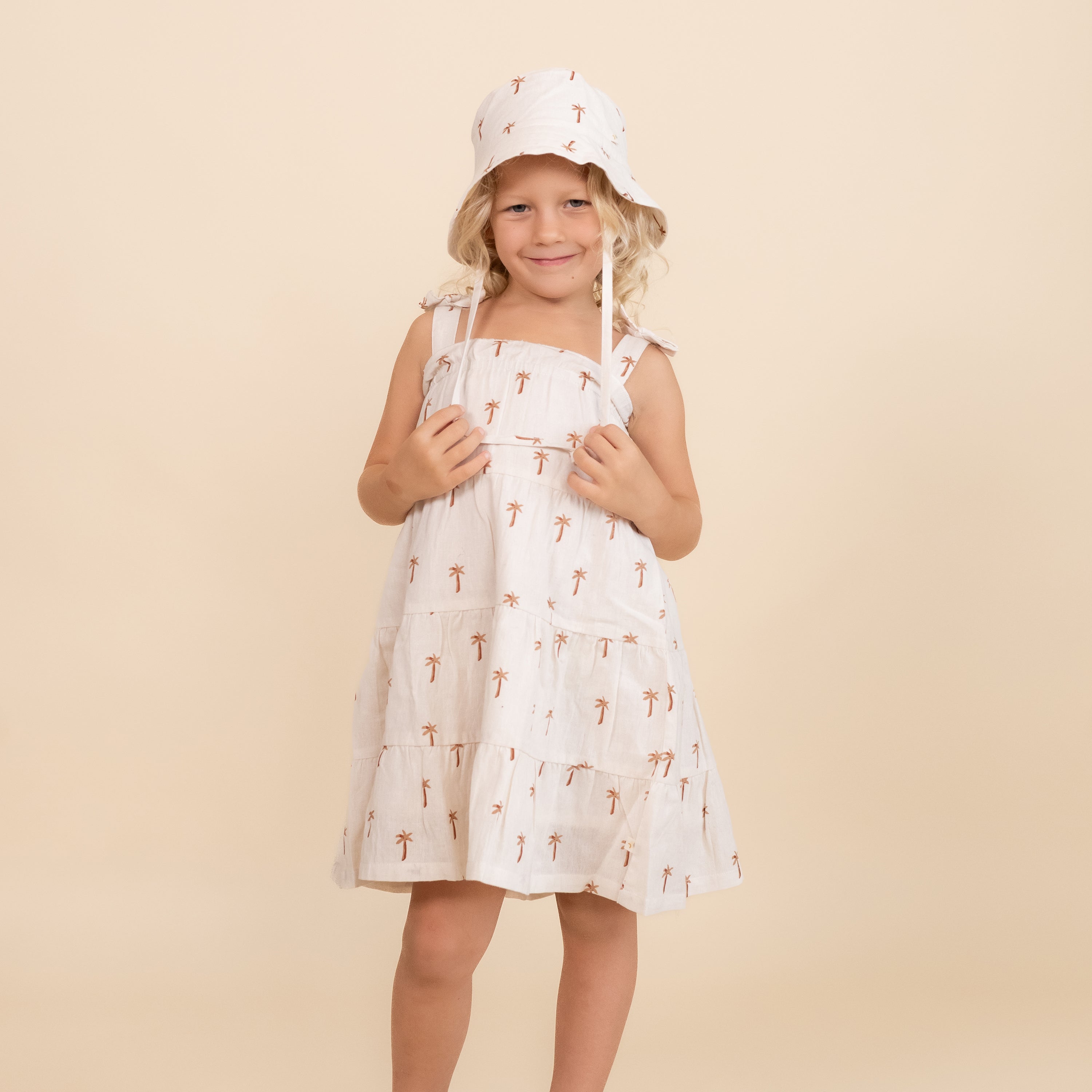 Organic Tiered Dress - Palm - Makemake Organics