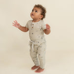 Organic Short Sleeve Romper & Pants Set - Surf - Makemake Organics