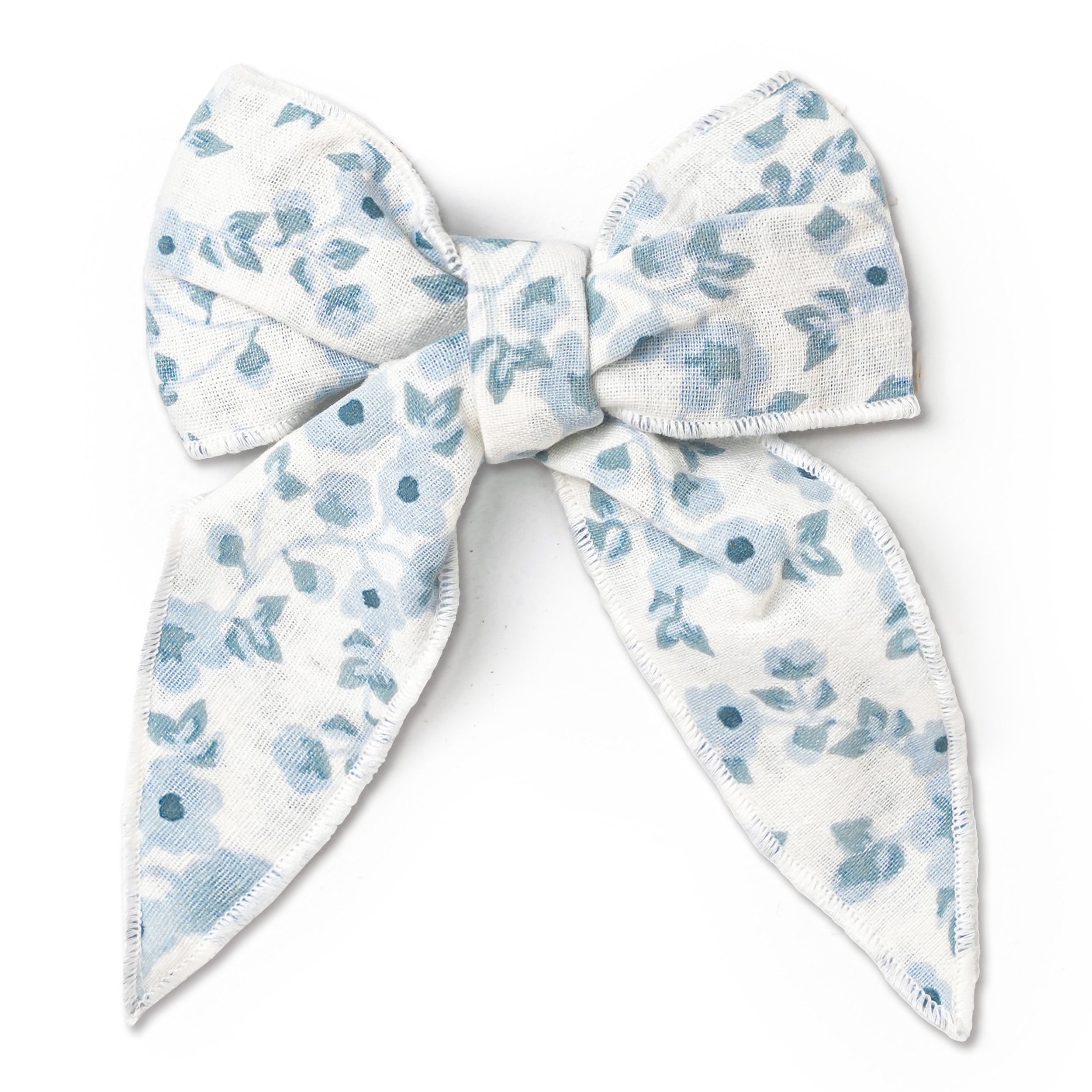 Organic Hair Bow Clip - Blue Vines - Makemake Organics