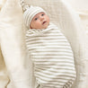 Organic Swaddle Blanket & Hat Set - Sage Stripes - Makemake Organics