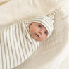 Organic Swaddle Blanket & Hat Set - Sage Stripes - Makemake Organics